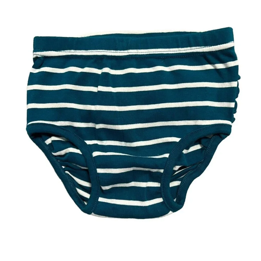 Hanna Andersson Sz 90 (3T) Teal Striped Dress & Bloomers
